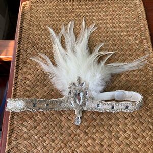 Elegant Feathered Headband with Crystals